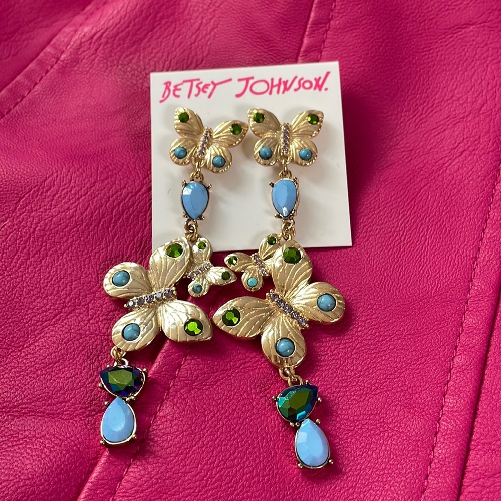 NWT Betsey Johnson Butterfly boho drop earrings!!!
